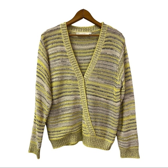 ASTR The Label Kent Wrap Sweater Neon Lemon Black Size M - Picture 3 of 7